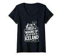 Femme Je suis fatigué de me réveiller et de ne Pas être en Islande T-Shirt avec Col en V
