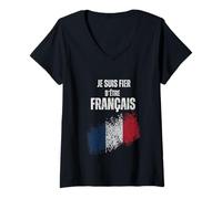 Femme Je suis Fier d`être français T-Shirt avec Col en V
