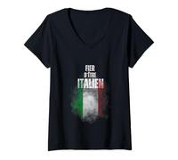 Femme Je suis Fier d`être Italien T-Shirt avec Col en V