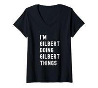 Femme Je suis Gilbert Qui Fait des Choses à Gilbert T-Shirt avec Col en V
