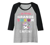 Femme Je suis Grande Soeur Enfin Annonce Naissance Cadeau Licorne Manche Raglan