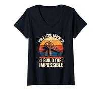 Femme Je suis ingénieur Civil, Je construis Un Pont Impossible T-Shirt avec Col en V