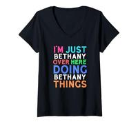 Femme Je suis Juste Bethany Qui Fait Bethany Things Bethany T-Shirt avec Col en V
