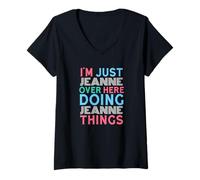 Femme Je suis Juste Jeanne Qui Fait Jeanne Things Name T-Shirt avec Col en V