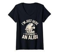 Femme Je suis Juste là pour établir Un Alibi Frog T-Shirt avec Col en V