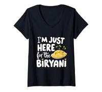 Femme Je suis Juste là pour la Recette d'épices pour Le Plat de Riz Indien Biryani T-Shirt avec Col en V