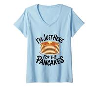 Femme Je suis Juste là pour la soirée Pyjama de Pancakes T-Shirt avec Col en V