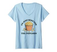 Femme Je suis Juste là pour Le Popcorn Movie Theater Popcorn T-Shirt avec Col en V