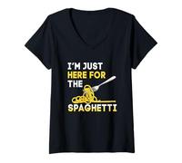 Femme Je suis Juste là pour Les Amateurs de Spaghettis, drôles de Cuisine Italienne T-Shirt avec Col en V