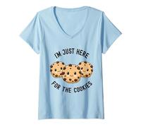 Femme Je suis Juste là pour Les Cookies Cute Kawaii Cookie Love Sweets T-Shirt avec Col en V