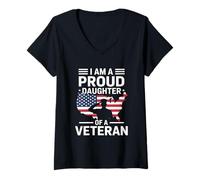 Femme Je suis la fière fille d'un vétéran Journée des anciens combattants T-Shirt avec Col en V