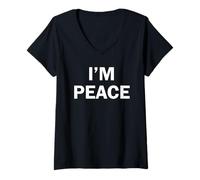 Femme Je suis la Paix, Un Couple drôle, Je Viens en Paix T-Shirt avec Col en V