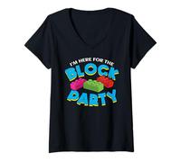 Femme Je suis là pour The Block Party Building Block Master Builder T-Shirt avec Col en V