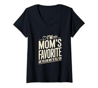 Femme Je suis la préférée de Maman, Elle m'a Dit de ne Pas Te Le dire T-Shirt avec Col en V