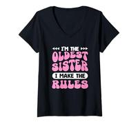 Femme Je suis la sœur aînée, c'est moi qui fixe les règles T-Shirt avec Col en V