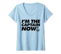 Femme Je suis Le Capitaine Maintenant T-Shirt avec Col en V