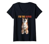 Femme Je suis Le Chien Alpha Shiba Inu, Un Leader Fort, Un état T-Shirt avec Col en V