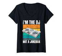 Femme Je suis Le DJ, Pas Un Jukebox Dejay Dishockey T-Shirt avec Col en V