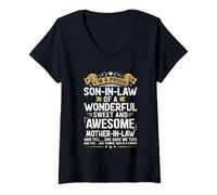 Femme Je suis le fier beau-fils d'une belle-mère merveilleuse et géniale T-Shirt avec Col en V