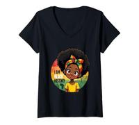 Femme Je suis le Mois de l'histoire des Noirs pour enfants et filles afro-américains T-Shirt avec Col en V
