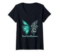 Femme Je suis Le Papillon de la tempête Contre Les agressions sexuelles et Le harcèlement T-Shirt avec Col en V