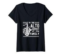 Femme Je suis le saxophoniste alto de The Family Musician T-Shirt avec Col en V