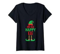 Femme Je suis l'Elfe Heureux T-Shirt avec Col en V