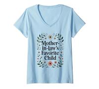 Femme Je suis l'enfant préféré de ma Belle-mère, la Famille des Hommes et des Femmes Amusants T-Shirt avec Col en V