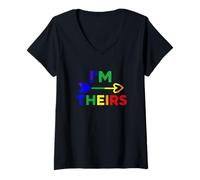 Femme Je suis Leur alliée de Soutien LGBT Pride Rainbow T-Shirt avec Col en V