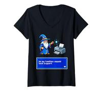 Femme Je suis ma Famille, Assistance Technique Non rémunérée, imprimante Funny Wizard T-Shirt avec Col en V