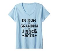 Femme Je suis Maman ET Grand-MÈRE ET Je suis Les Deux Grands-Parents Meme T-Shirt avec Col en V