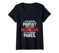 Femme Je Suis Marocain - Fierté Marocaine Humour Maillot Maroc T-Shirt avec Col en V