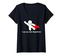 Femme Je suis Mon Propre Super-héros Affirmation Positive T-Shirt avec Col en V