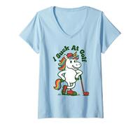 Femme Je suis nul au Golf Loser Unicorn Sarcastic Golfing T-Shirt avec Col en V