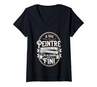 Femme Je suis Peintre Je Ne M'arrête Pas Quand Je suis Fatigué T-Shirt avec Col en V