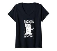 Femme Je suis Petite et Sensible, mais Je m'habille Aussi T-Shirt avec Col en V