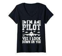 Femme Je suis Pilote Oui, Je Te méprise T-Shirt avec Col en V