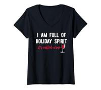 Femme Je suis Pleine d'esprit des FÊTES. Ça s'appelle Wine Christmas Meme T-Shirt avec Col en V