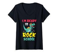 Femme Je suis Prêt pour L'école du Rock Élève Retour À L'école T-Shirt avec Col en V
