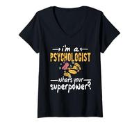 Femme Je suis Psychologue Quelle est ta Superpuissance T-Shirt avec Col en V