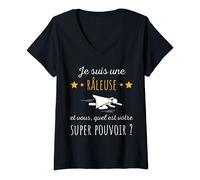 Femme Je Suis Râleuse À Plein Temps Super Pouvoir Humour T-Shirt avec Col en V