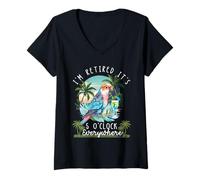 Femme Je suis retraité, il est 5 Heures Partout T-Shirt avec Col en V