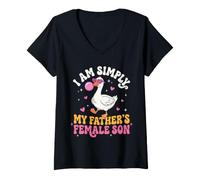 Femme Je suis Simplement la Fille de Mon père T-Shirt avec Col en V
