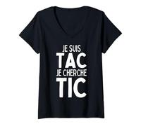 Femme Je Suis TAC Je Cherche TIC, Duo TIC et TAC Déguisement Drôle T-Shirt avec Col en V