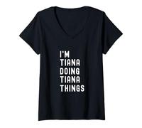 Femme Je suis Tiana Qui Fait des Choses à Tiana T-Shirt avec Col en V