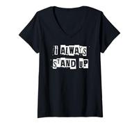 Femme Je suis Toujours Debout T-Shirt avec Col en V
