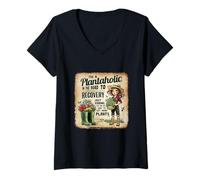 Femme Je suis Un Accro aux Plantes sur la Voie de la guérison, Dit Un Jardinier T-Shirt avec Col en V