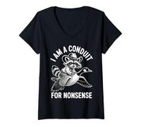 Femme Je suis Un Canal pour Un Raton Laveur drôle et absurde Cowboy Goose T-Shirt avec Col en V