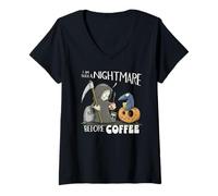 Femme Je suis Un Cauchemar Avant Le café ! Nightmare Before Coffee T-Shirt avec Col en V