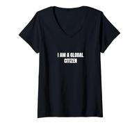 Femme Je suis un citoyen du monde T-Shirt avec Col en V